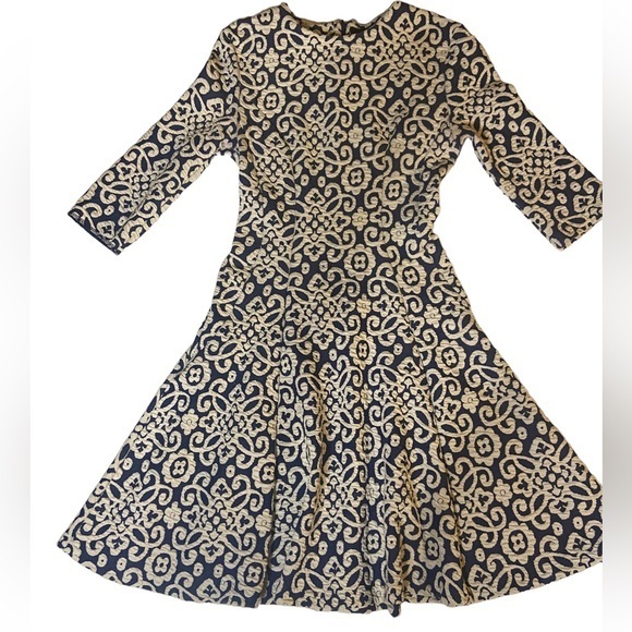 ZARA JACQUARD BLUE AND WHITE STRETCHY DRESS FIT AND FLARE SIZE XS - Picture 5 of 14